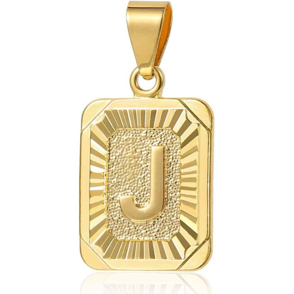 Rectangle Initial Letter Pendant Charm For Mens W… - image 1